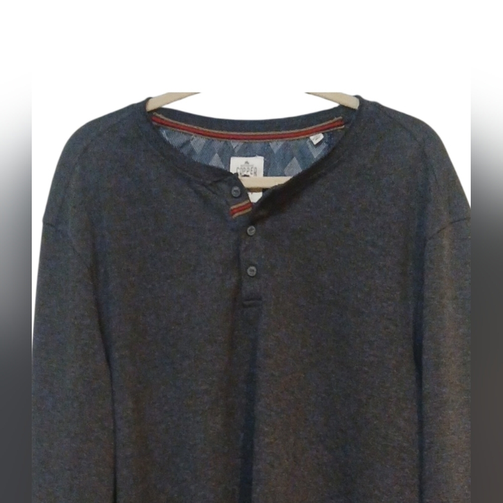 Copper & Oak -NWOT Gray Long Sleeve Henley, Lite Weight Sweatshirt XXL - Picture 4 of 8